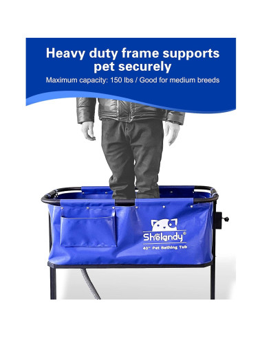 Bañera Portátil para Mascotas SHELANDY 102 cm Azul