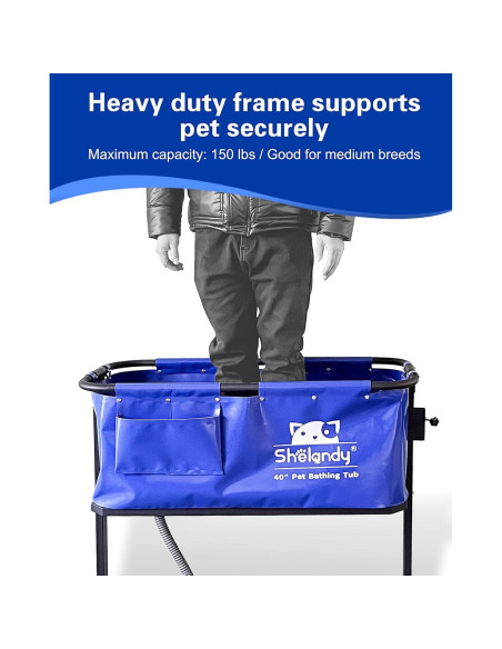 Bañera Portátil para Mascotas SHELANDY 102 cm Azul