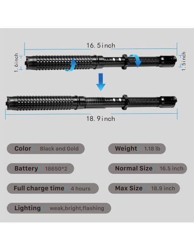 Linterna de Autodefensa Recargable LEFAN 41.91-48.01 cm