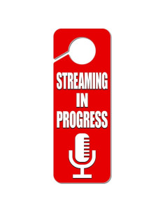 Cartel Colgante de Puerta Microfono en Progreso Graphics & More 24x9.5cm