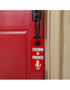 Cartel Colgante de Puerta Microfono en Progreso Graphics & More 24x9.5cm 2