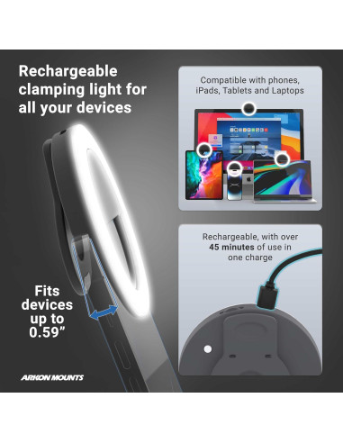 Luz de Anillo LED Recargable ARKON SPLEDRING para Teléfono