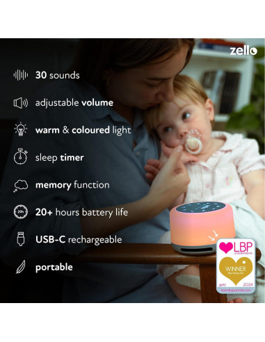 Máquina de Ruido Blanco Zello SA03 | 30 Sonidos | Luz Nocturna