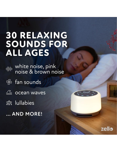Máquina de Ruido Blanco Zello SA03 | 30 Sonidos | Luz Nocturna