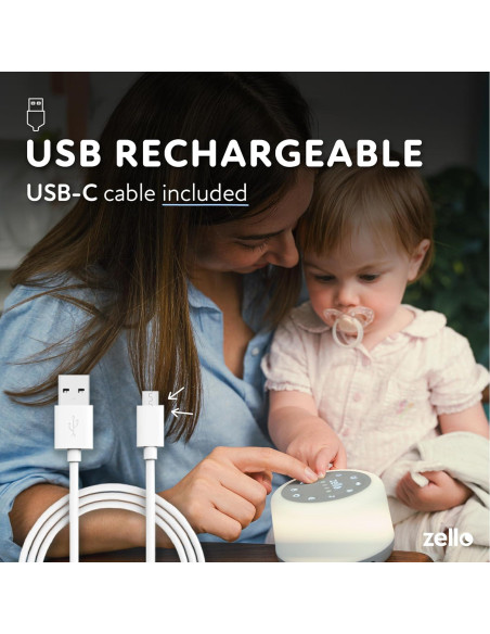 Máquina de Ruido Blanco Zello SA03 | 30 Sonidos | Luz Nocturna