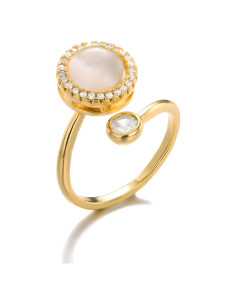 Anillo Antiestrés Giratorio de Oro 14k y Ópalo 925 para Mujeres