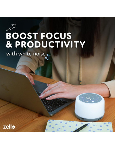 Máquina de Ruido Blanco Zello SA03 | 30 Sonidos | Luz Nocturna