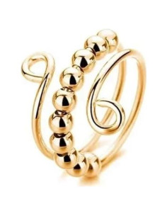 Anillo Giratorio Antiestrés de Oro 14k y Plata 925 con Perlas