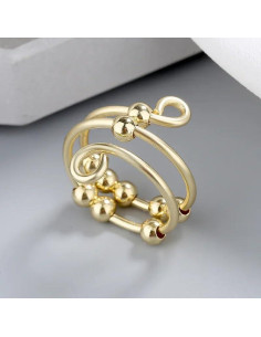 Anillo Giratorio Antiestrés de Oro 14k y Plata 925 con Perlas 2