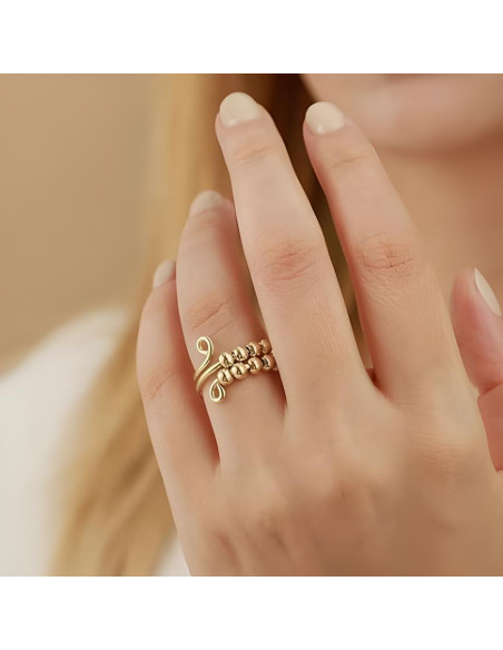 Anillo Giratorio Antiestrés de Oro 14k y Plata 925 con Perlas