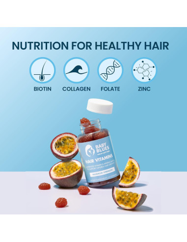 Vitaminas Postparto para Pérdida de Cabello Baby Blues - Gominolas Veganas con Biotina y Colágeno