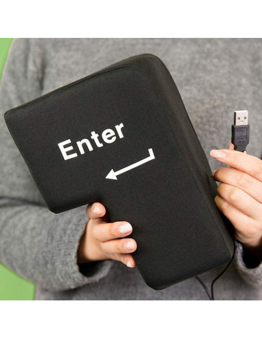 Almohada Enter Gigante USB Alivio de Estrés 20x14cm Negra