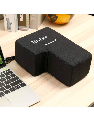 Almohada Enter Gigante USB Alivio de Estrés 20x14cm Negra