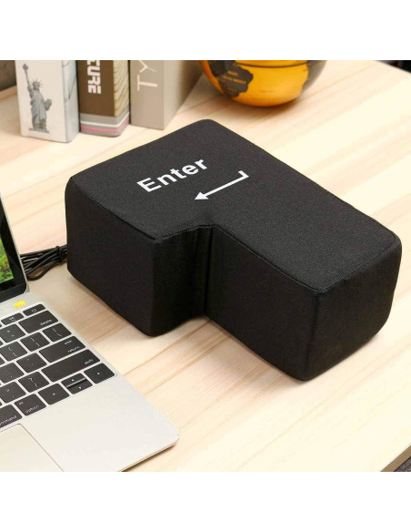 Almohada Enter Gigante USB Alivio de Estrés 20x14cm Negra