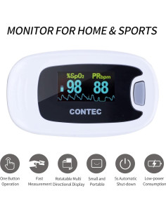 Oxímetro de Pulso CONTEC CMS50NA - Medición SpO2 y PR, Gris 2