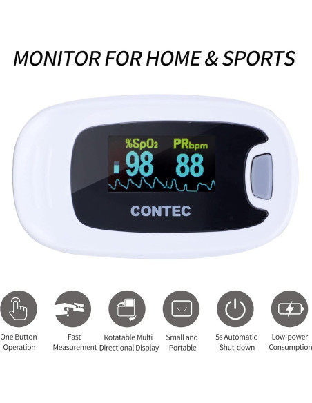Oxímetro de Pulso CONTEC CMS50NA - Medición SpO2 y PR, Gris