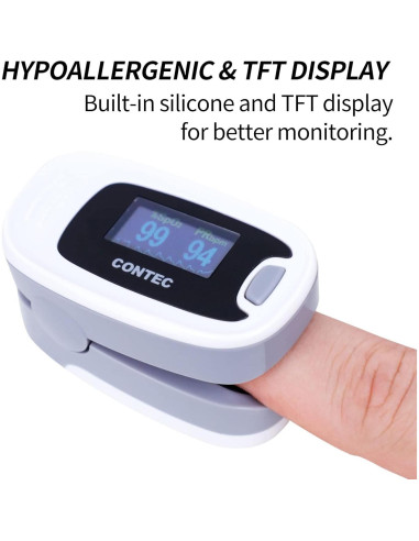 Oxímetro de Pulso CONTEC CMS50NA - Medición SpO2 y PR, Gris