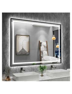 Espejo de Baño LED Amorho 101.6x76.2cm Marco Negro