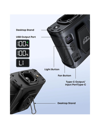 Ventilador Personal Portátil Clip Cintura 5 Velocidades Negro