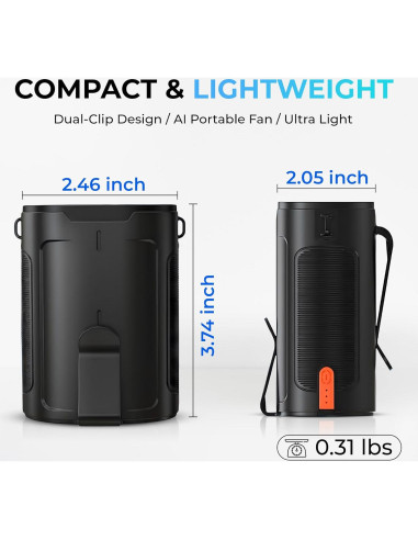 Ventilador de Cintura Portátil Recargable Genérico Y2 4 Velocidades