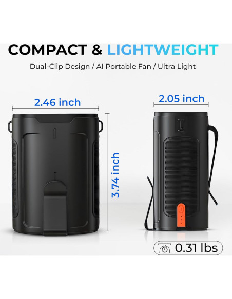 Ventilador de Cintura Portátil Recargable Genérico Y2 4 Velocidades