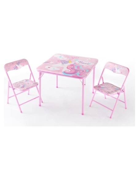 Conjunto de Mesa y Sillas Plegables Heritage Kids Unicornio 3 Piezas