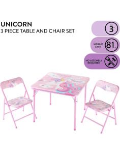 Conjunto de Mesa y Sillas Plegables Heritage Kids Unicornio 3 Piezas 2