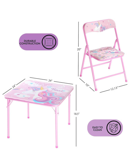 Conjunto de Mesa y Sillas Plegables Heritage Kids Unicornio 3 Piezas