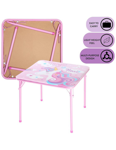 Conjunto de Mesa y Sillas Plegables Heritage Kids Unicornio 3 Piezas