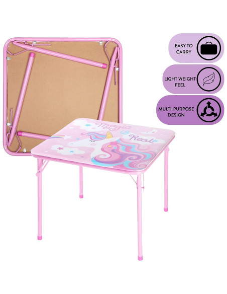 Conjunto de Mesa y Sillas Plegables Heritage Kids Unicornio 3 Piezas