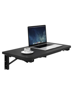 Mesa Plegable de Pared TEAMIX, Escritorio Flotante Negro 60x30 cm