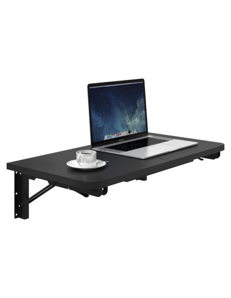 Mesa Plegable de Pared TEAMIX, Escritorio Flotante Negro 60x30 cm