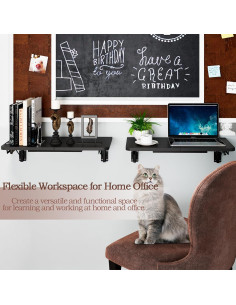 Mesa Plegable de Pared TEAMIX, Escritorio Flotante Negro 60x30 cm 2