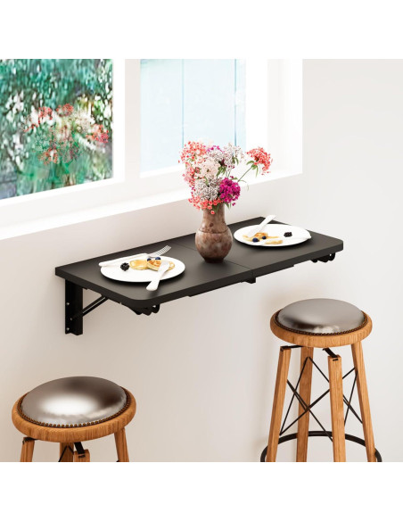 Mesa Plegable de Pared TEAMIX, Escritorio Flotante Negro 60x30 cm