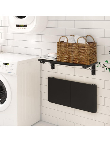 Mesa Plegable de Pared TEAMIX, Escritorio Flotante Negro 60x30 cm