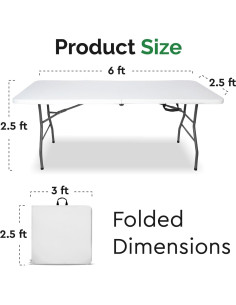 Mesa Plegable Blanca EconoHome 182x76 cm Alta Resistencia 2