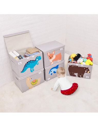 Cofre de Juguetes Plegable CLCROBD 68.5L con Tapa Abatible