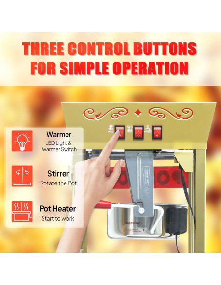 Carrito Máquina de Palomitas HUGROVE 12oz Acero Inoxidable Rojo