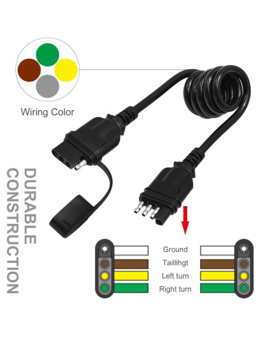 Extensor de Enchufe de Remolque Saihisday 4 Pines 71 cm