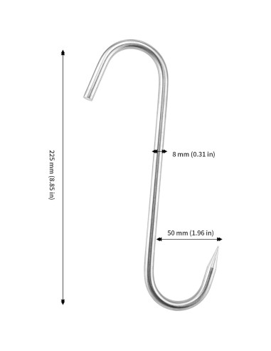 Ganchos de Carne JAPCHET 20 Piezas Acero Inoxidable 22.5 cm