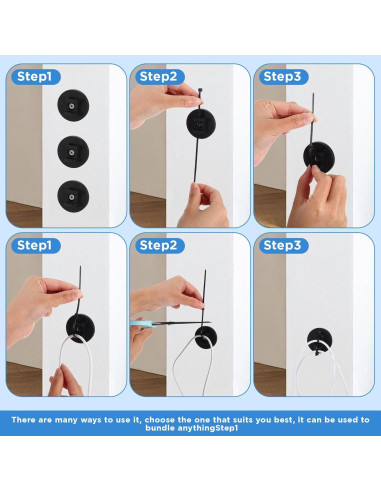 15 Clips Magnéticos para Cables Nodaaiie 42.9x16mm Negro