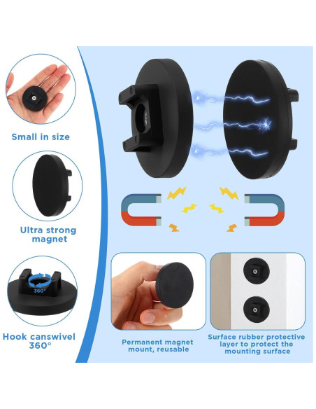 15 Clips Magnéticos para Cables Nodaaiie 42.9x16mm Negro