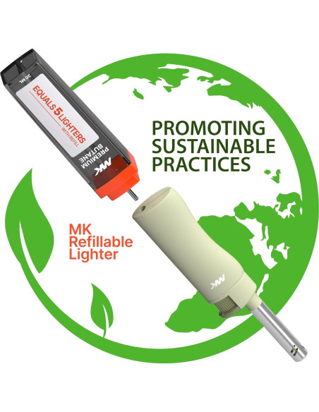 Encendedores Recargables MK 4PCS + 1 Butano Premium, a Prueba de Viento