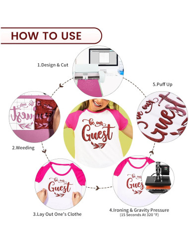 Vinilo de Transferencia de Calor Puff Brillante Rojo 1m x 25cm