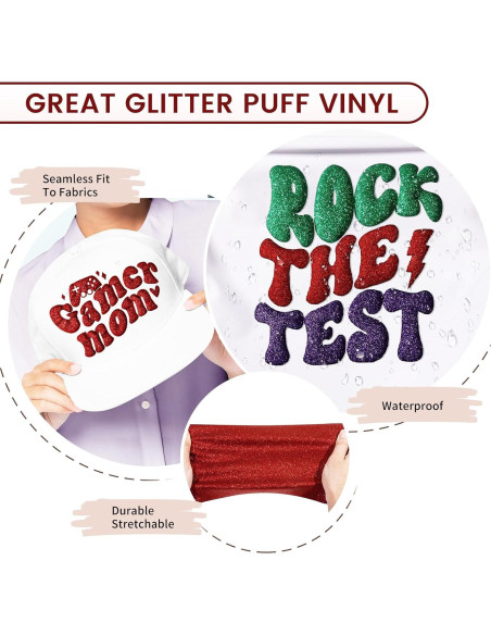 Vinilo de Transferencia de Calor Puff Brillante Rojo 1m x 25cm