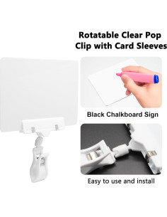 Carteles de Pizarra Biaungdo 12 Pcs con Clips Giratorios Blancos 2