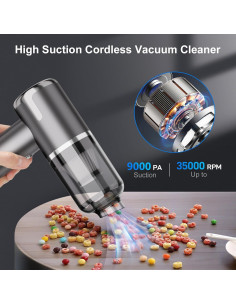 Aspiradora de Mano Inalámbrica helloleiboo 9000PA Gris 3 en 1 2