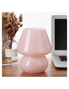 Lámpara de Hongo Rosa BSOD, Vidrio Murano, 17.78 cm