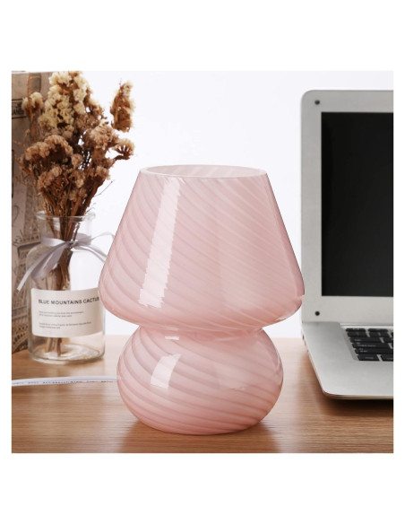 Lámpara de Hongo Rosa BSOD, Vidrio Murano, 17.78 cm