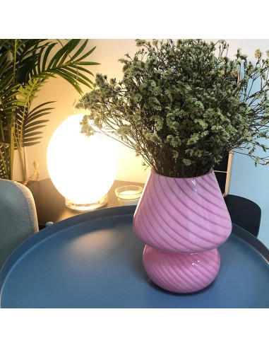 Lámpara de Hongo Rosa BSOD, Vidrio Murano, 17.78 cm